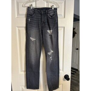 Buffalo David Bitton High Rise Straight Jayden Women's 26 Distressed Grey Jeans